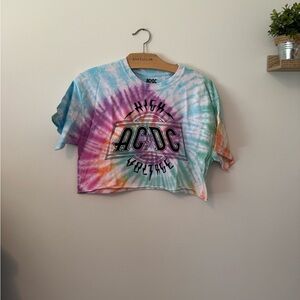 AC/DC Multicolor Tie-Dye Crop Top